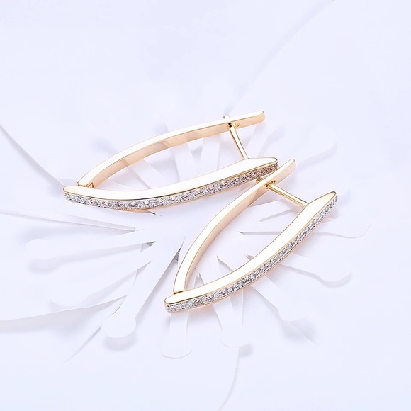 S925 Sterling Silver 37MM Gold/Rose Gold U Round Hoop Earrings For Women… - Picture 3 of 6